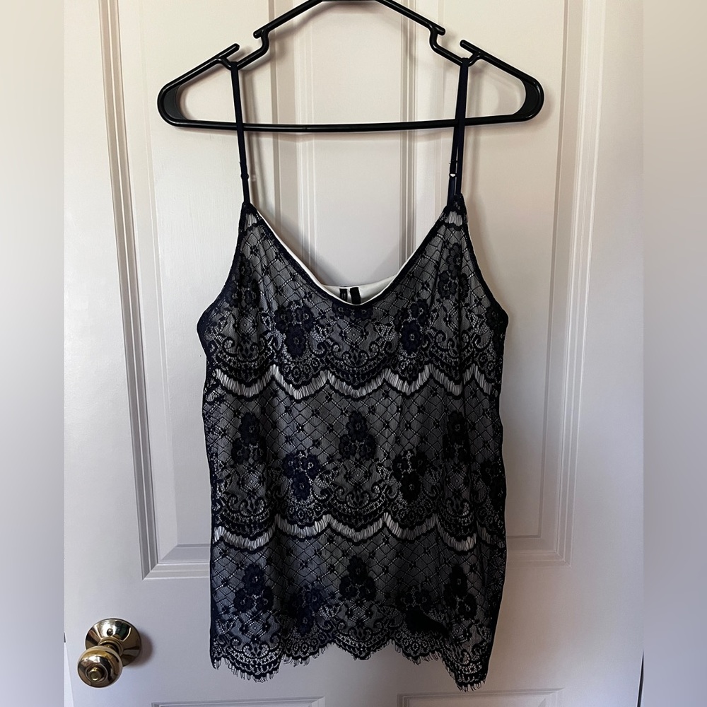 Maurices Blue and White Lace Camisole